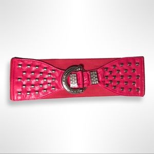 VTG-Hot Pink Retro Vintage 80’s New Wave, Punk Rock Wide Stretch Belt studs